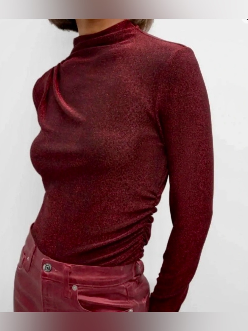 Veronica Beard Side Ruched Ruby Top Sz Lg